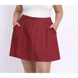 Ashley Stewart Red A Line Skirt Womens Plus Size 22W Button Front